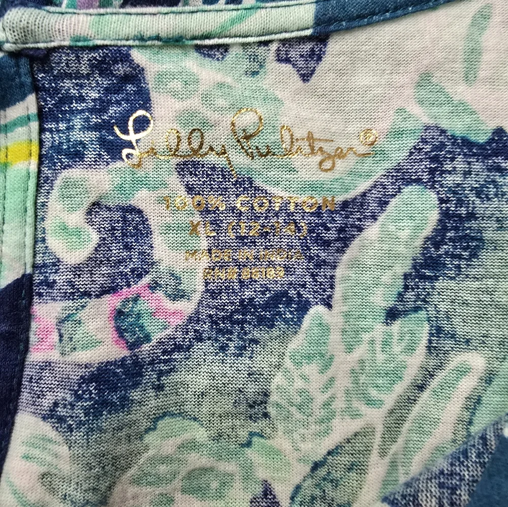 Lilly Pulitzer Floral Lemur Tropical Print Teal One Piece Romper Size XL 12/14